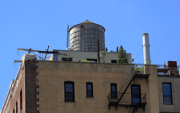 NYC University Place water tower and building top