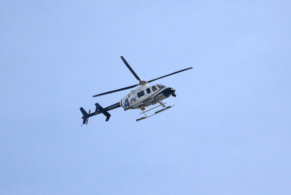 Channel 4 news helicopter flying near Washington Square Park