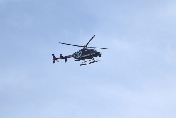 Channel 7 news helicopter flying near Washington Square Park