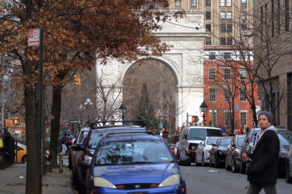 Washington Square Park arch seen from Thompson Street