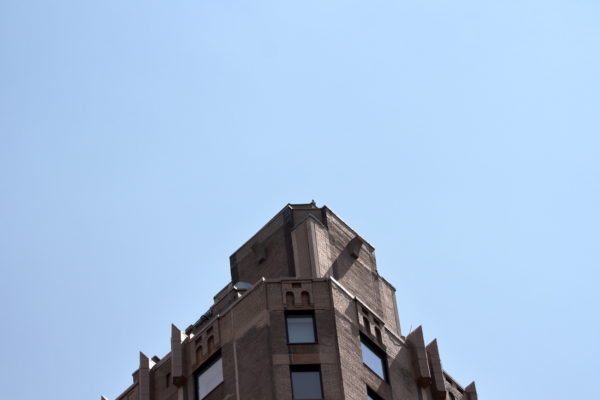 Male Red-tailed Hawk atop One Fifth Avenue building